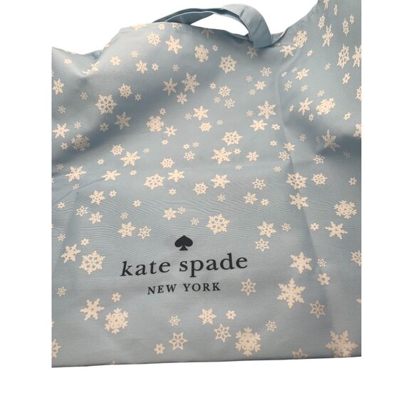 Kate Spade New York Blue Snowflake Tote Bag Lightweight Reusable Shopping Bag - Picture 3 of 3